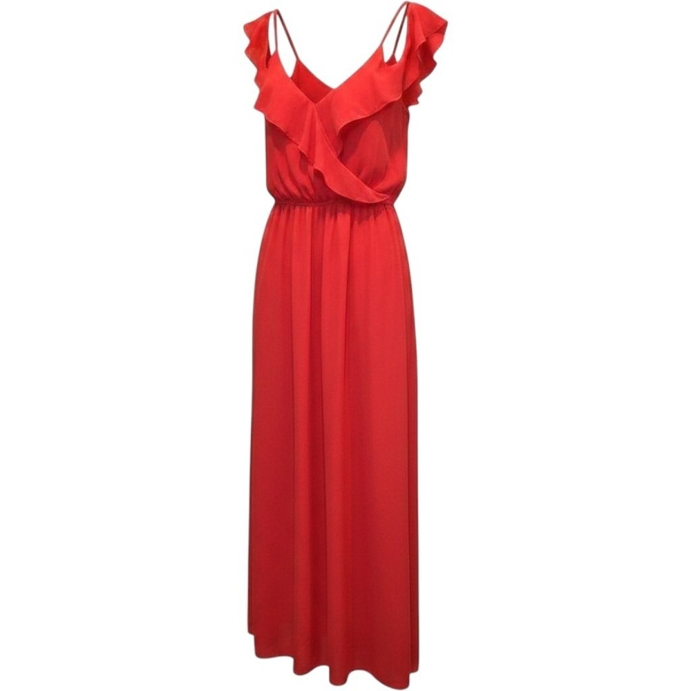 Banana Republic Red Ruffle Maxi‎ Dress Size 4 | Sleeveless Summer Party
